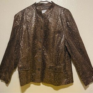 Alfred Dunner Copper | Brown Textured Button Front Jacket